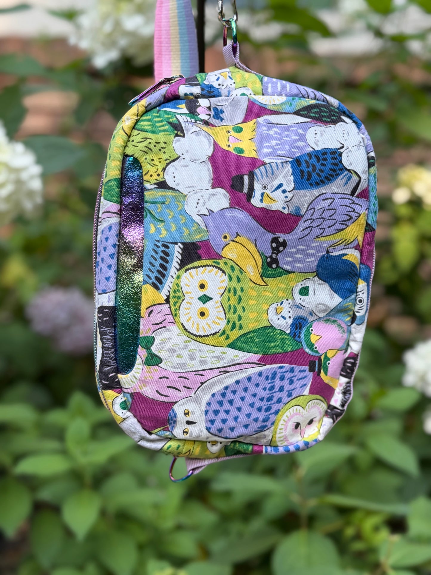 Kandu Trio Crossbody/handbag- Japanese bird canvas faux leather and waterproof canvas