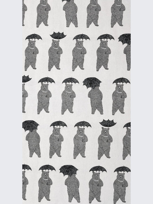 Koizumi Bears with Umbrellas | white on Black Canvas