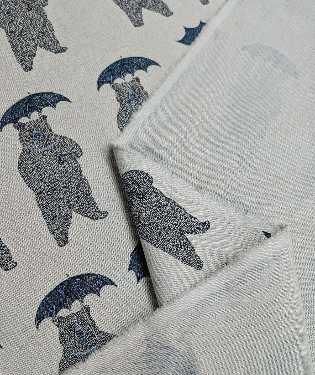Koizumi Bears with Umbrellas |Dusty Blue with Navy Canvas