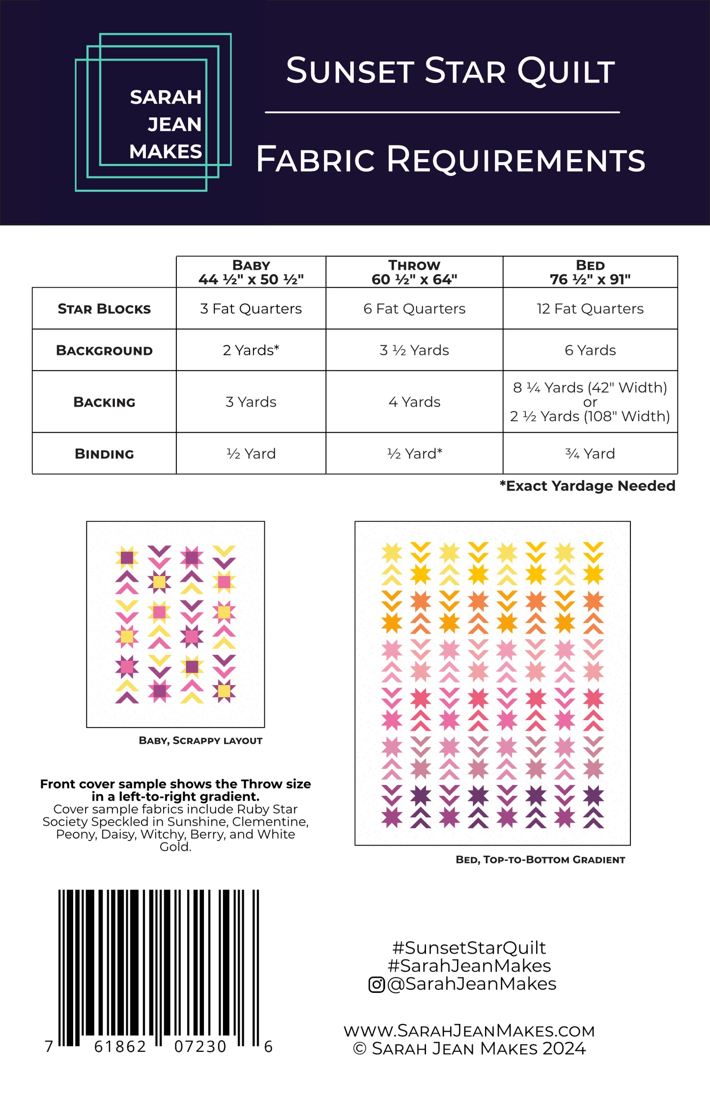 Sunset Star Quilt-Printed Pattern