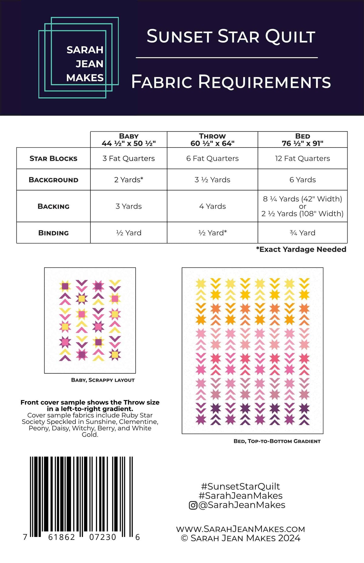 Sunset Star Quilt-Printed Pattern