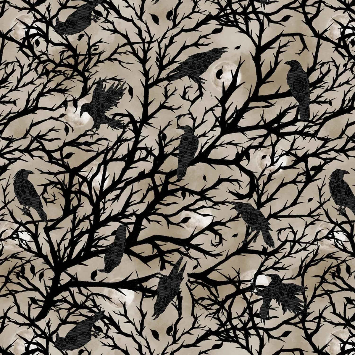 Taupe Crows in Tree Silhouette
