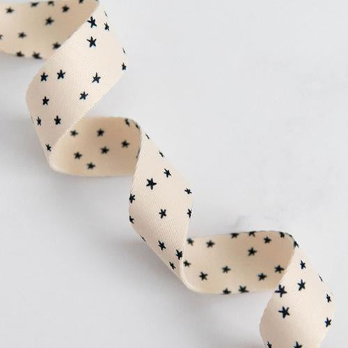 Webbing Mini Starry In Black 1" - sold by the yard