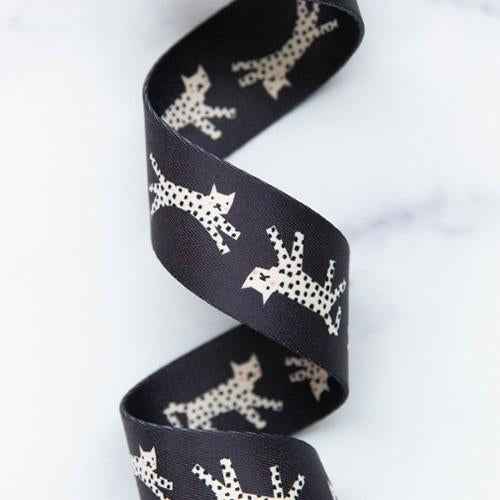 Webbing 1.5" Snow Leopard Black- sold by the yard