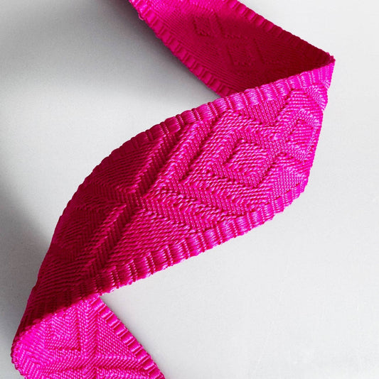 Fuchsia Pink Jacquard Webbing 1.5" Woven Strap