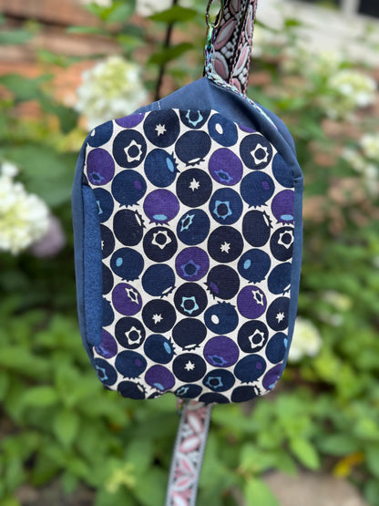 Kandu Trio Crossbody/handbag- Blueberry canvas faux suede and faux leather outer/ wpc inner