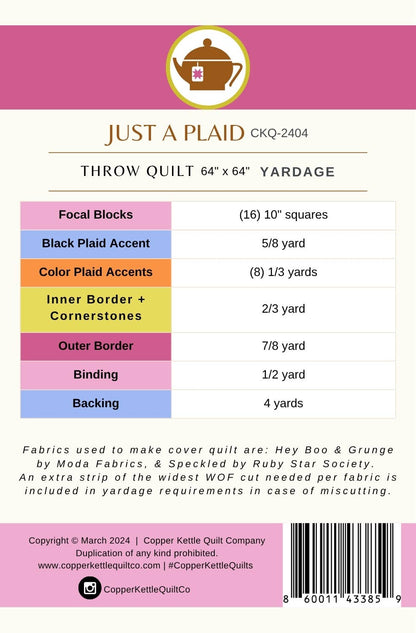 Just a Plaid | CKQ-2404 Quilt Pattern