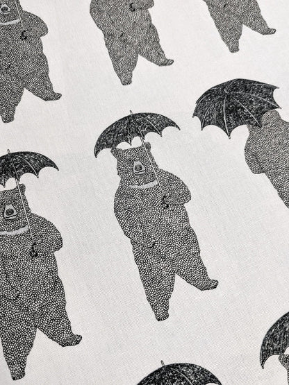 Koizumi Bears with Umbrellas | white on Black Canvas