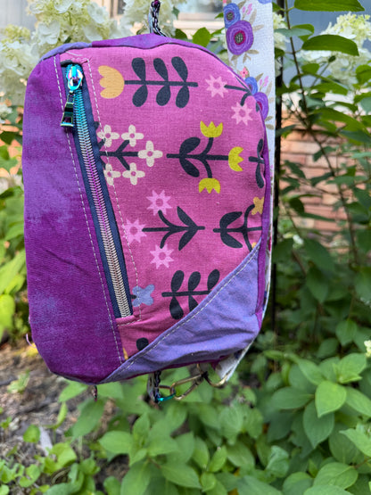 Kandu Trio Crossbody/handbag-  floral Ruby star canvas and cotton outer/ wpc inner