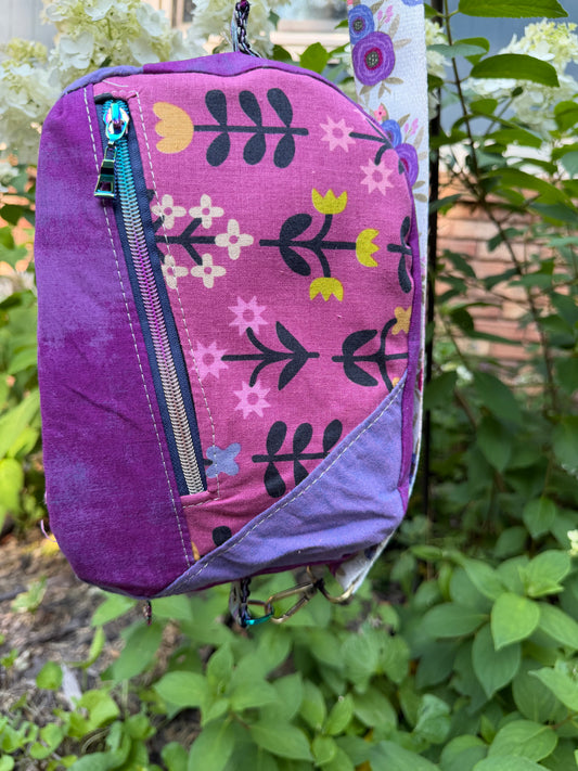 Kandu Trio Crossbody/handbag-  floral Ruby star canvas and cotton outer/ wpc inner