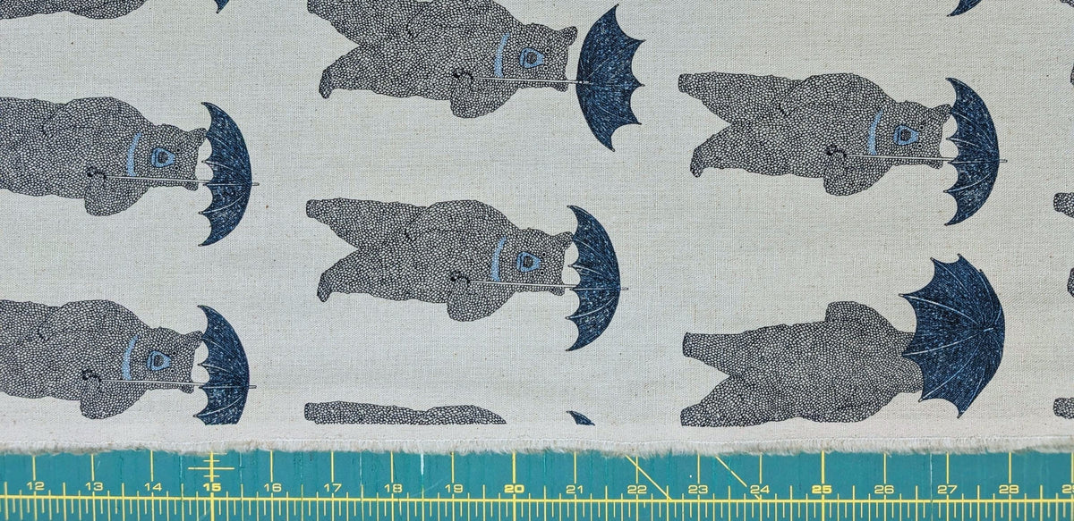 Koizumi Bears with Umbrellas |Dusty Blue with Navy Canvas