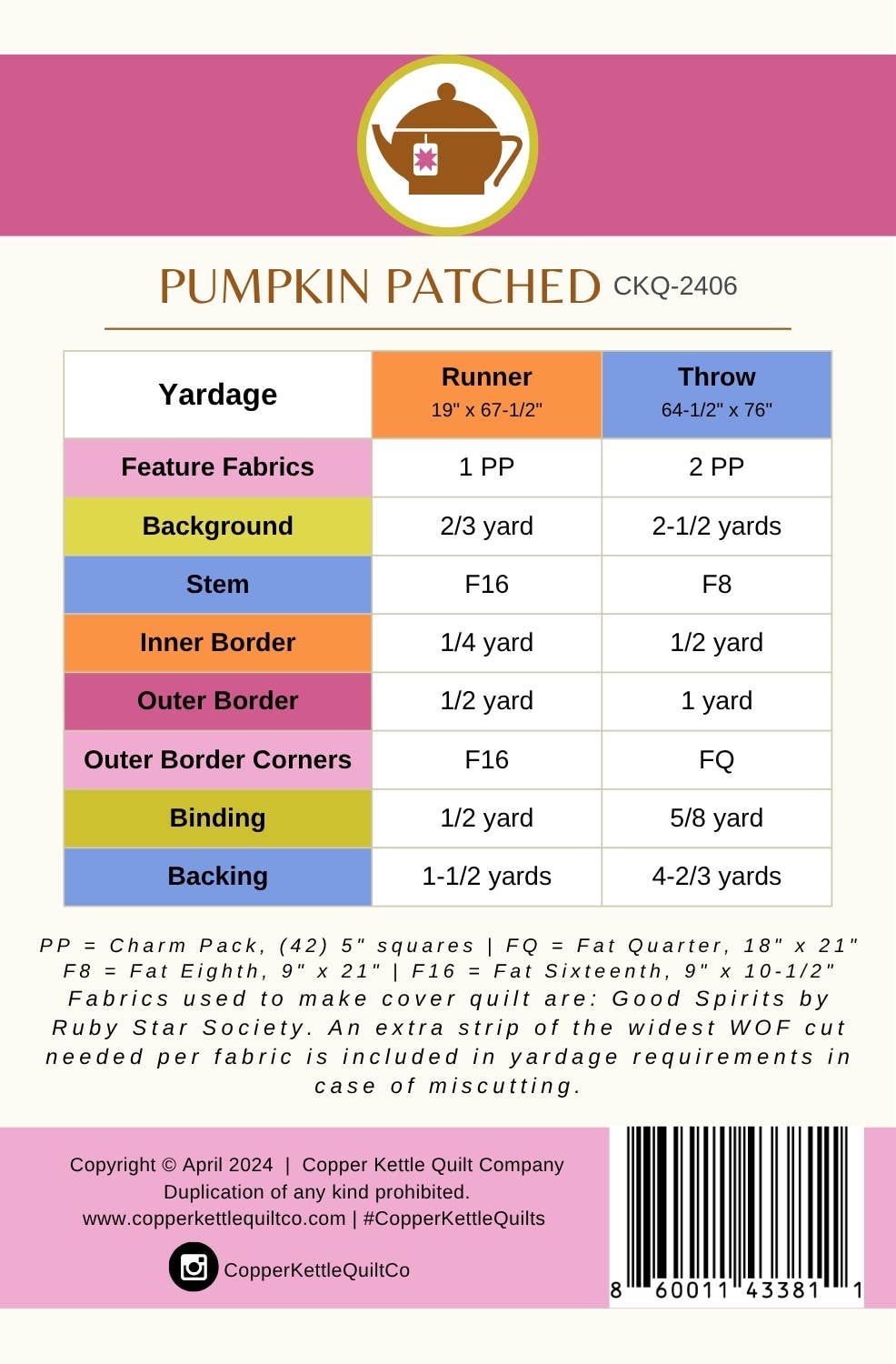 Pumpkin Patched | CKQ-2406 Quilt Pattern