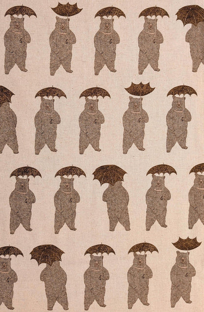 Koizumi Bears with Umbrellas | Beige on Natural Canvas