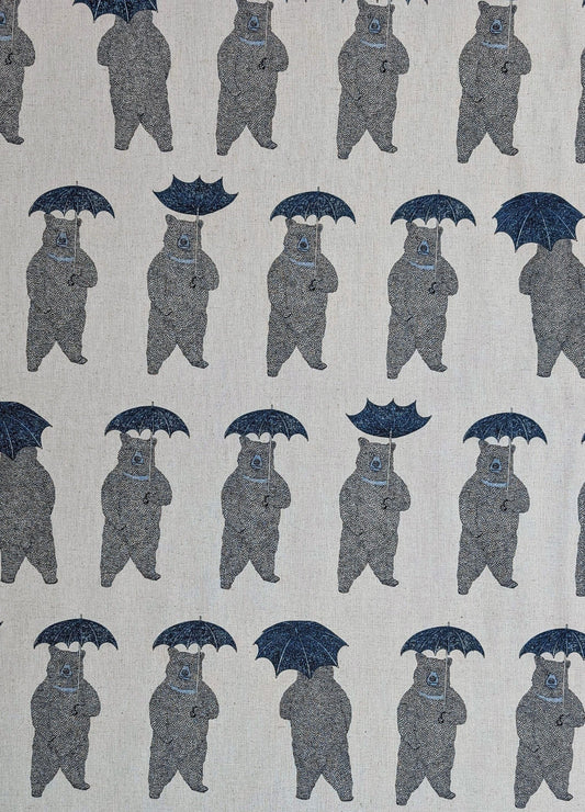 Koizumi Bears with Umbrellas |Dusty Blue with Navy Canvas