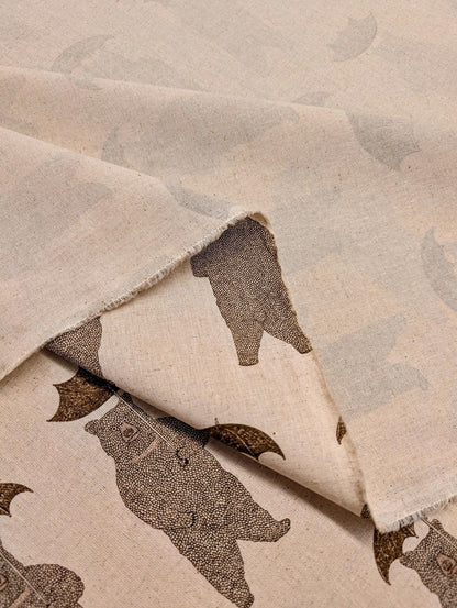 Koizumi Bears with Umbrellas | Beige on Natural Canvas