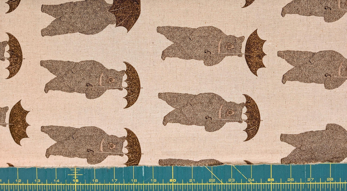 Koizumi Bears with Umbrellas | Beige on Natural Canvas