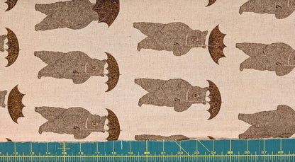 Koizumi Bears with Umbrellas | Beige on Natural Canvas