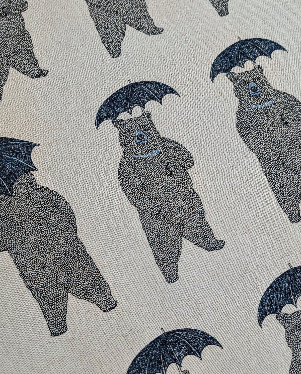 Koizumi Bears with Umbrellas |Dusty Blue with Navy Canvas