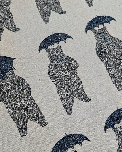Koizumi Bears with Umbrellas |Dusty Blue with Navy Canvas