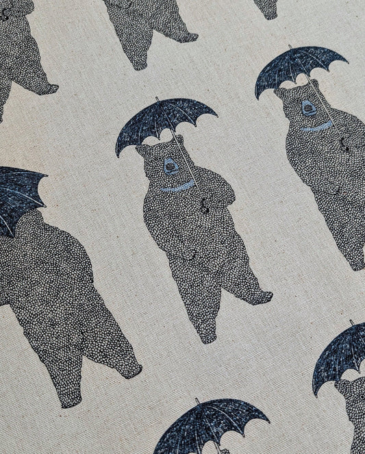 Koizumi Bears with Umbrellas |Dusty Blue with Navy Canvas