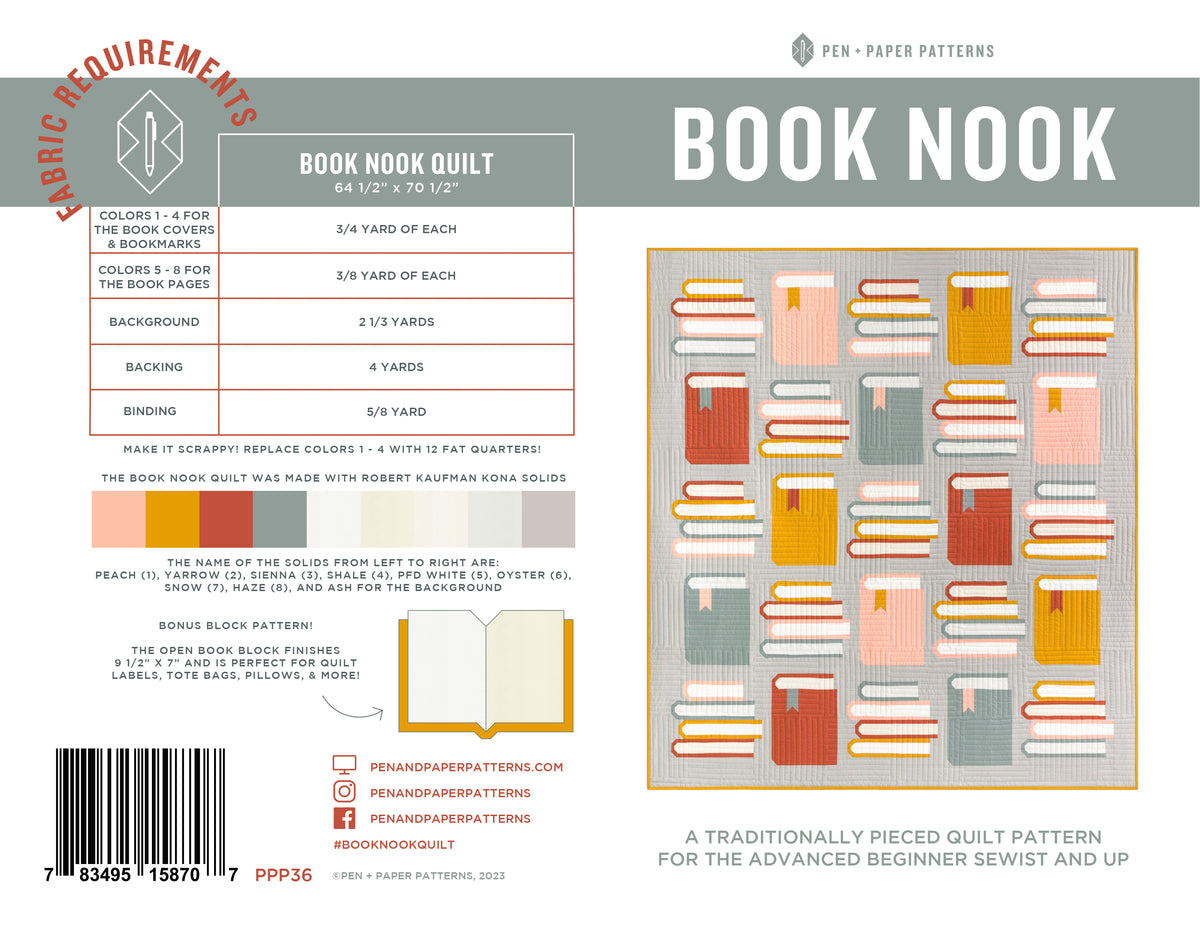 Pen and Paper | Book Nook Quilt Pattern