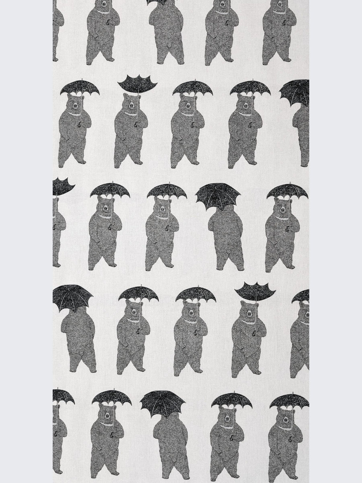 Koizumi Bears with Umbrellas | white on Black Canvas