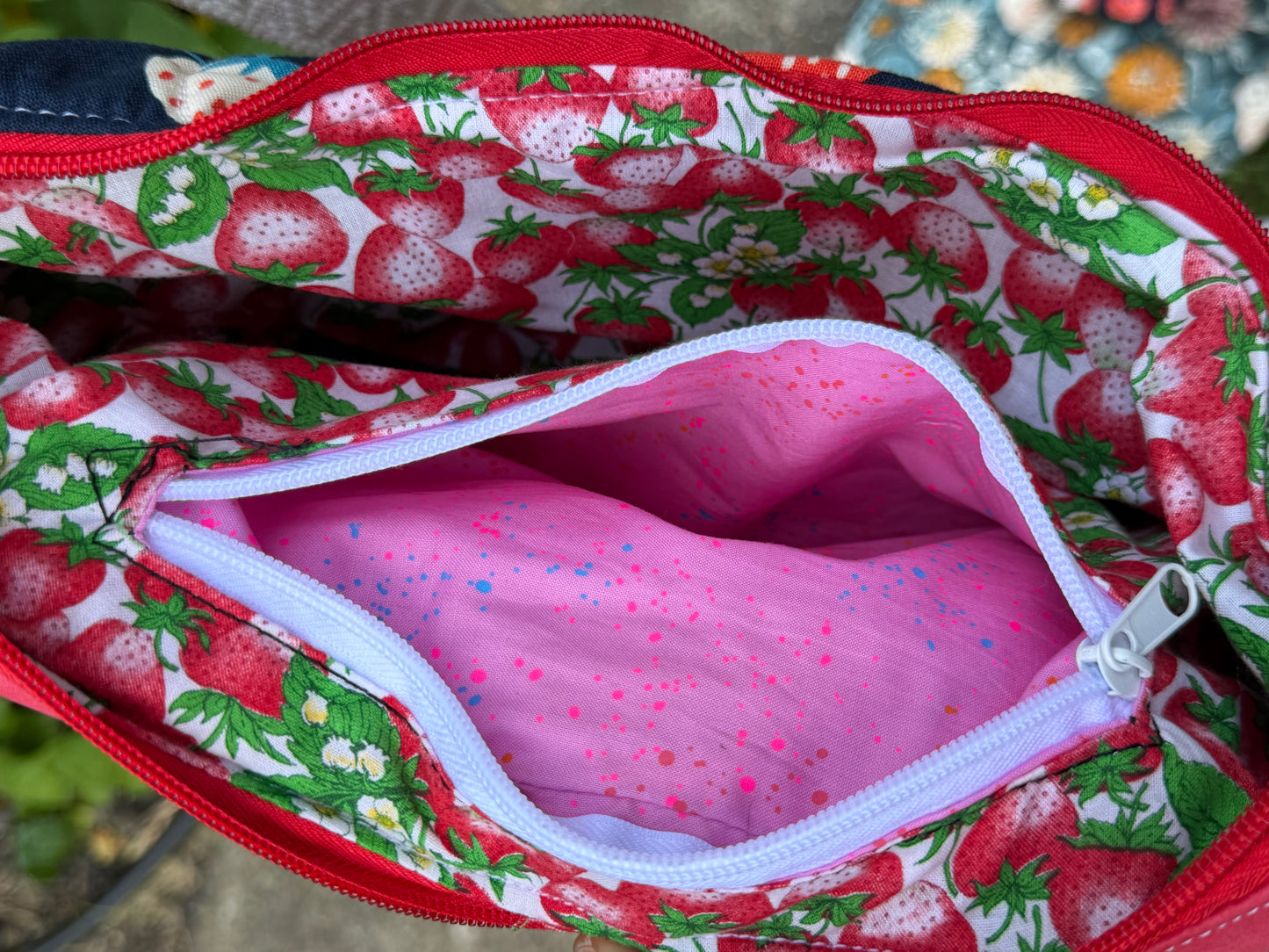 Kandu Crescent-oh look a strawberry Ruby star canvas and faux suede outer cotton inside
