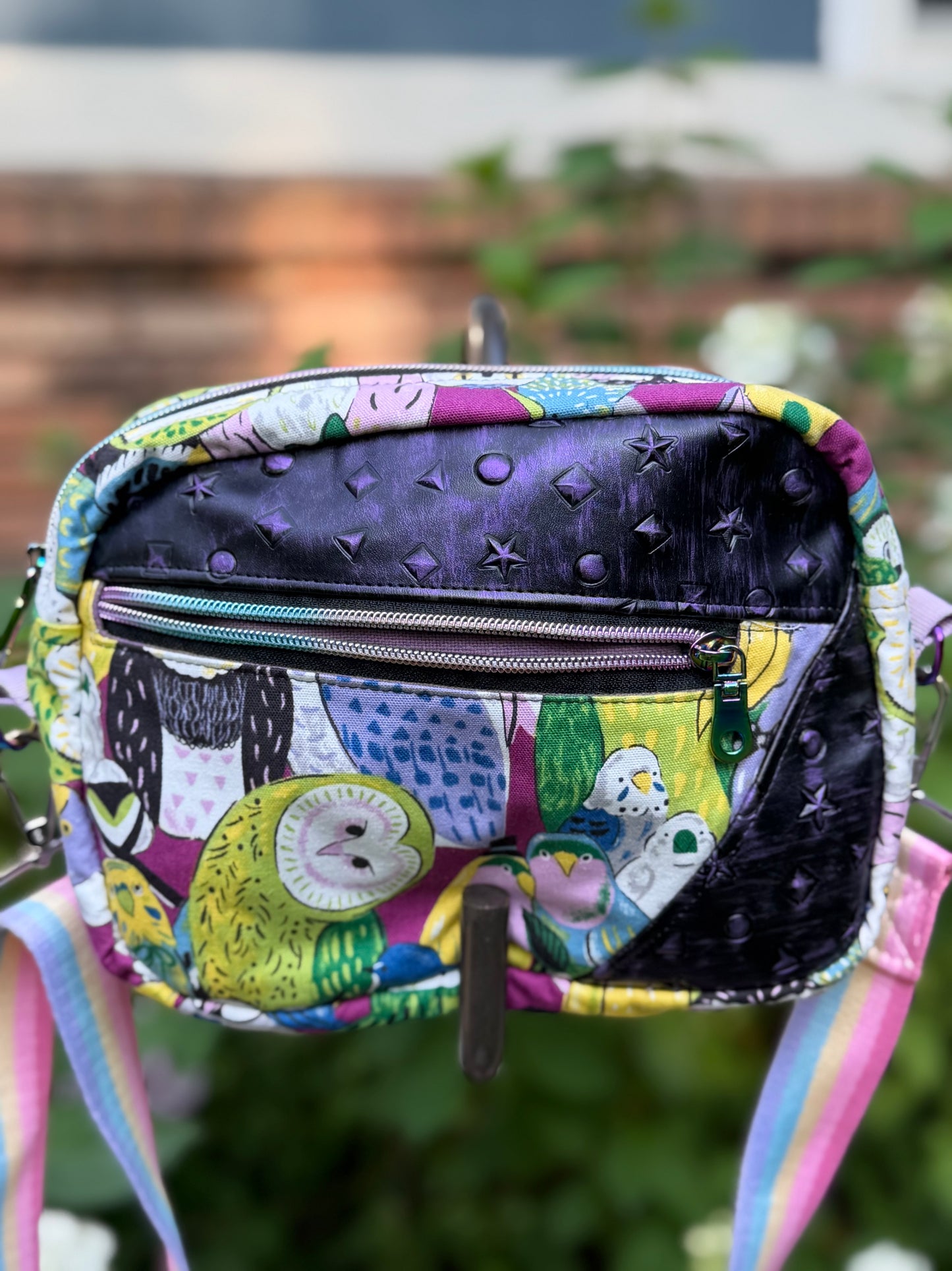 Kandu Trio Crossbody/handbag- Japanese bird canvas faux leather and waterproof canvas