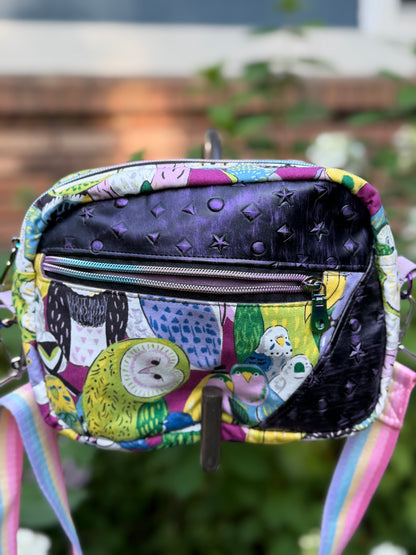 Kandu Trio Crossbody/handbag- Japanese bird canvas faux leather and waterproof canvas