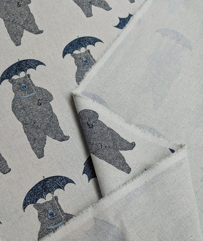 Koizumi Bears with Umbrellas |Dusty Blue with Navy Canvas