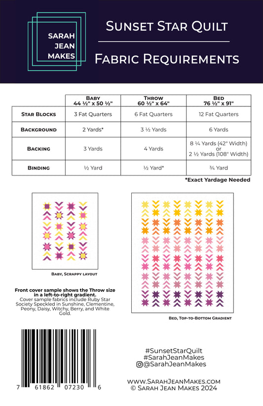 Sunset Star Quilt-Printed Pattern