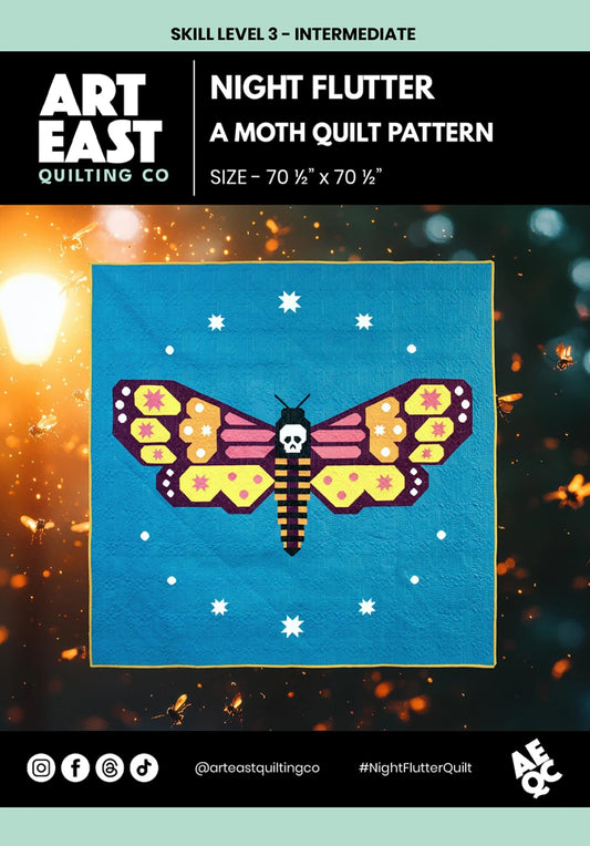 Night Flutter a Moth Quilt Pattern | Paper Pattern | Art East Quilting Co.