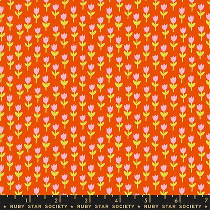 Ruby Star Society | 1-800-Calico | Tulips 30's and Retro Floral Blender Warm Red