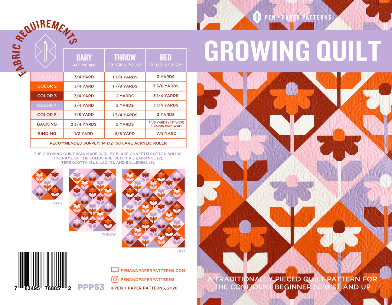 Growing Quilt-Pen and Paper Printed Pattern