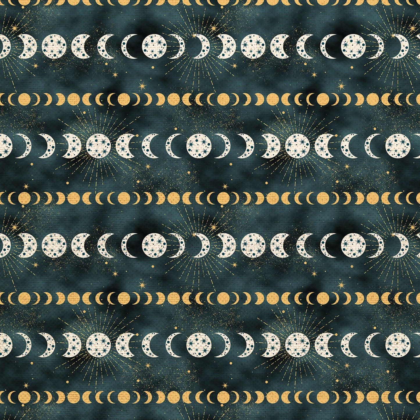 Moon Phases Dark Blue Natural Canvas