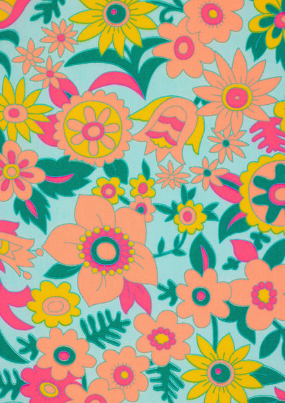 Petit Pan Printed cotton Hippie azure