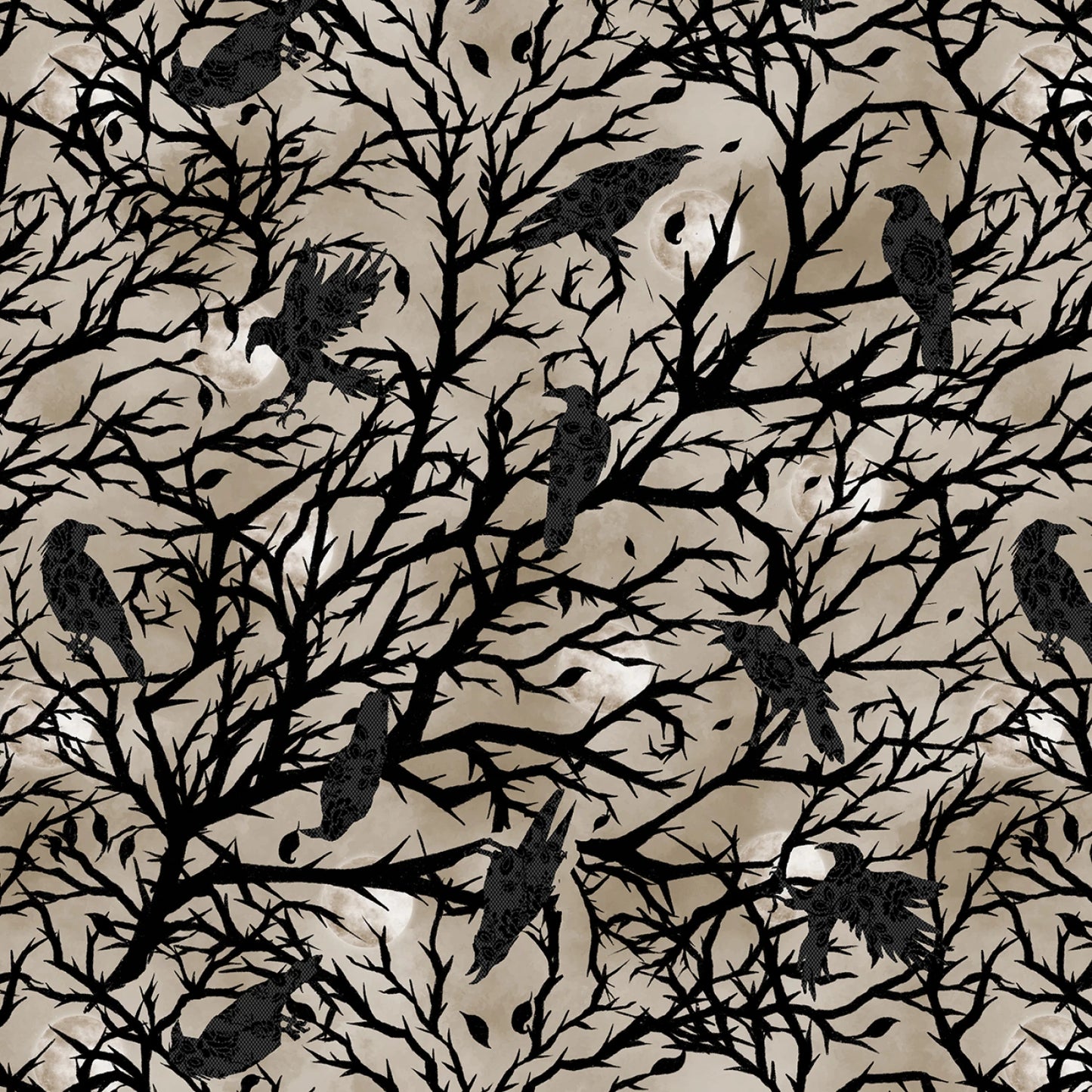 Taupe Crows in Tree Silhouette