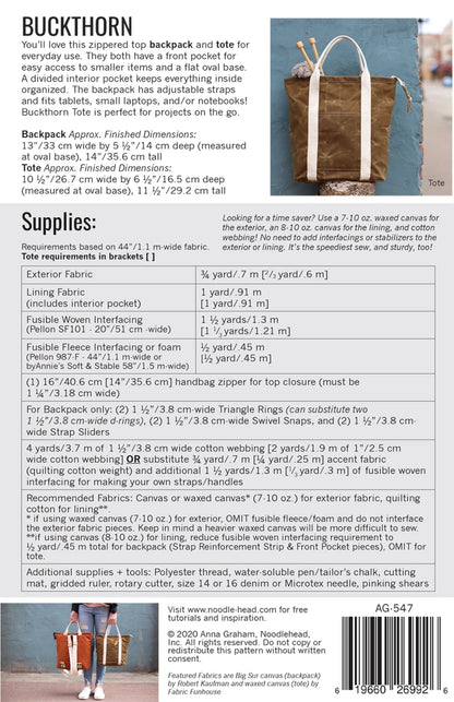 Buckthorn Backpack and Tote-pattern