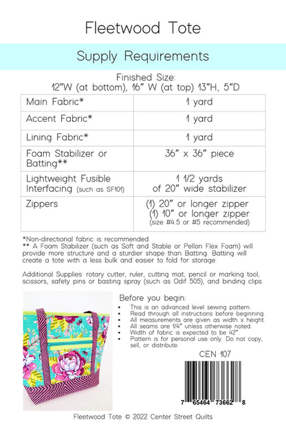 Fleetwood Tote-pattern