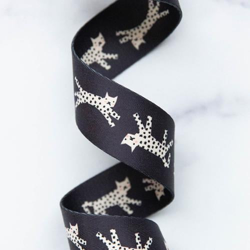 Webbing 1.5" Snow Leopard Black- sold by the yard
