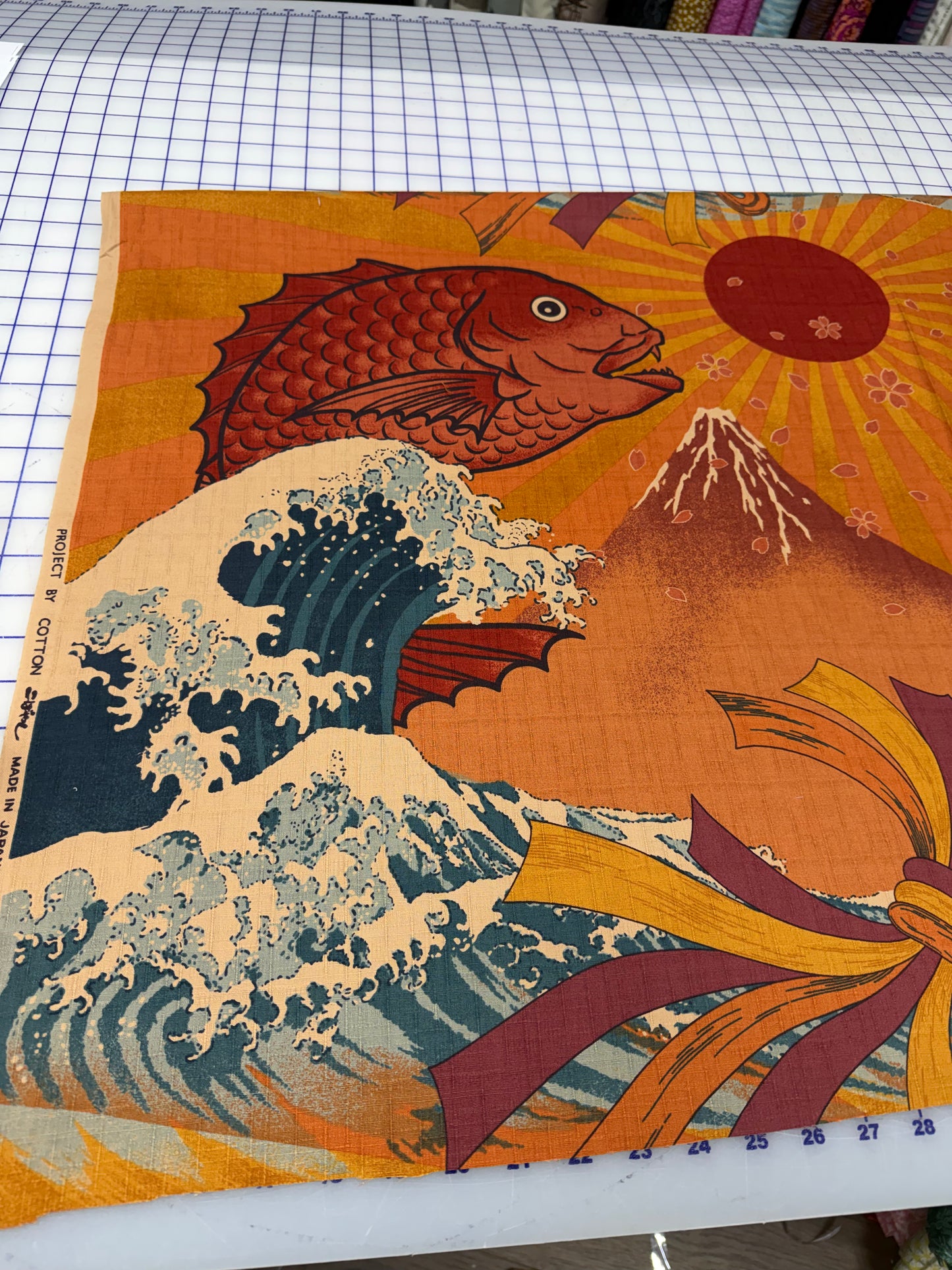 Orimono Japan: Kobayashi Japanese Fish Flag Panel Project by Cotton