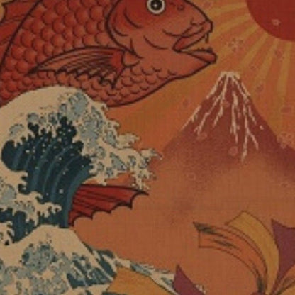 Orimono Japan: Kobayashi Japanese Fish Flag Panel Project by Cotton