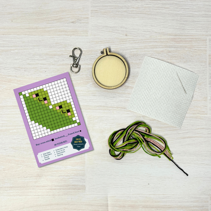 Mini Matchbox Kits - We're Like Two Peas in a Pod! Mini Matchbox Cross Stitch Kit