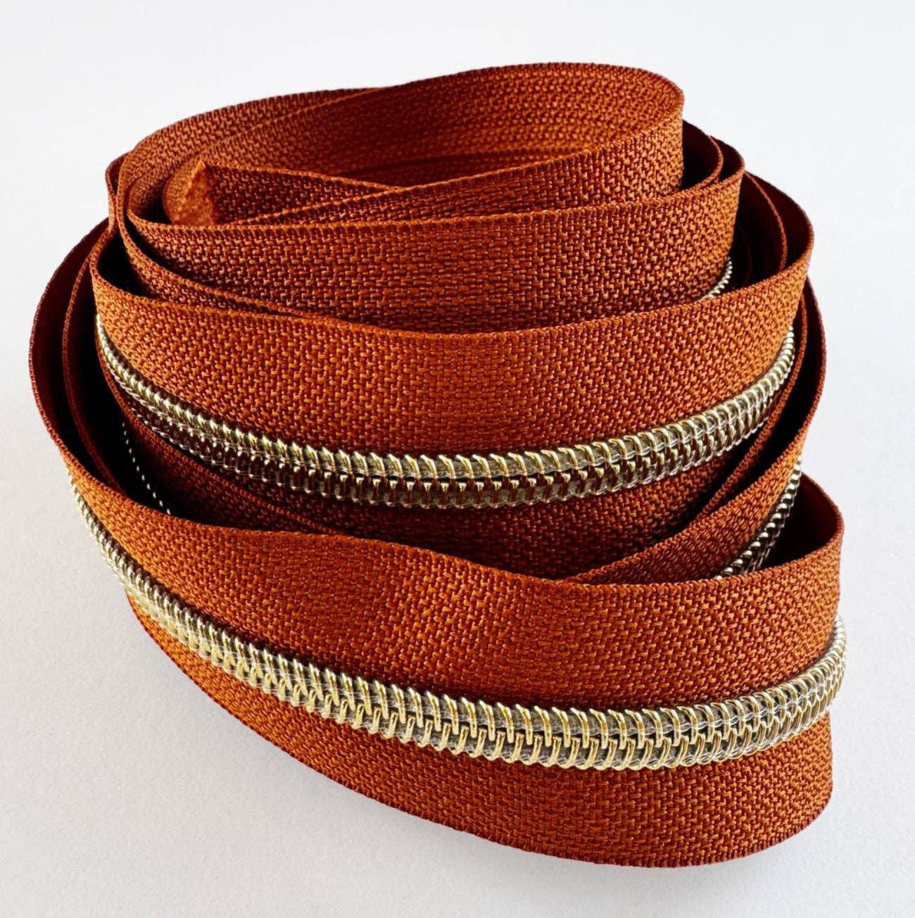Toffee Zipper Tape Gold Teeth #5 Nylon Continuous 3 Yards