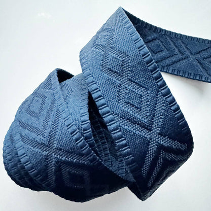 Navy Blue Jacquard Webbing 1.5" Premium Woven Strap