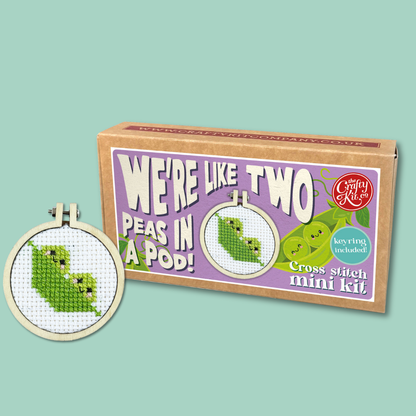 Mini Matchbox Kits - We're Like Two Peas in a Pod! Mini Matchbox Cross Stitch Kit