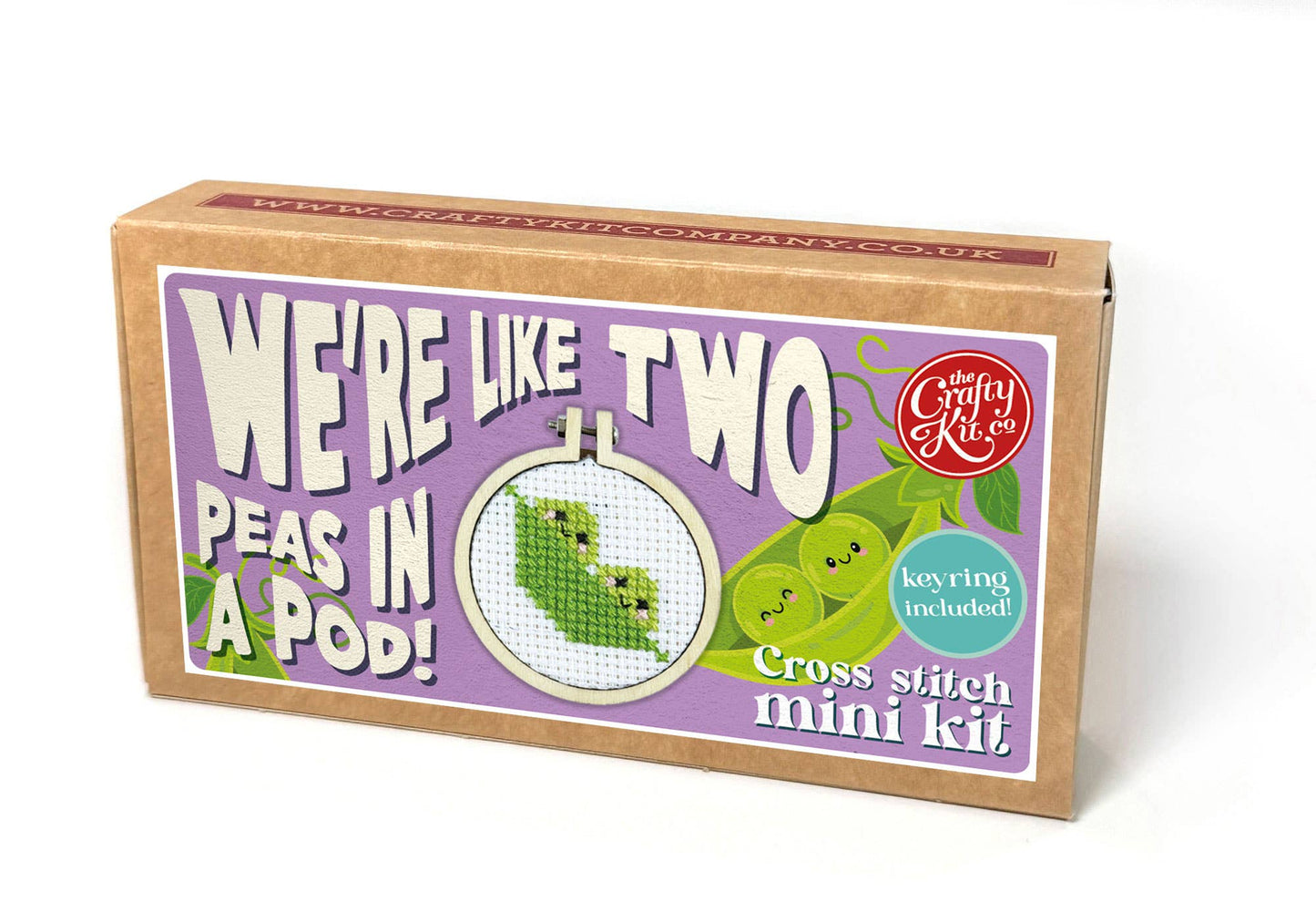 Mini Matchbox Kits - We're Like Two Peas in a Pod! Mini Matchbox Cross Stitch Kit