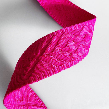 Fuchsia Pink Jacquard Webbing 1.5" Woven Strap